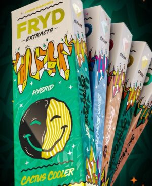 Cactus Cooler Fryd Cart with vibrant citrus-inspired graphics and potent oil